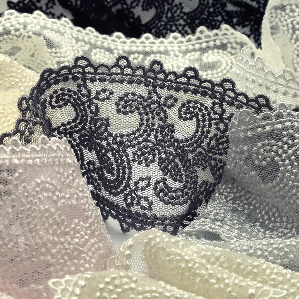Embroidered Tulle Lace #01 White