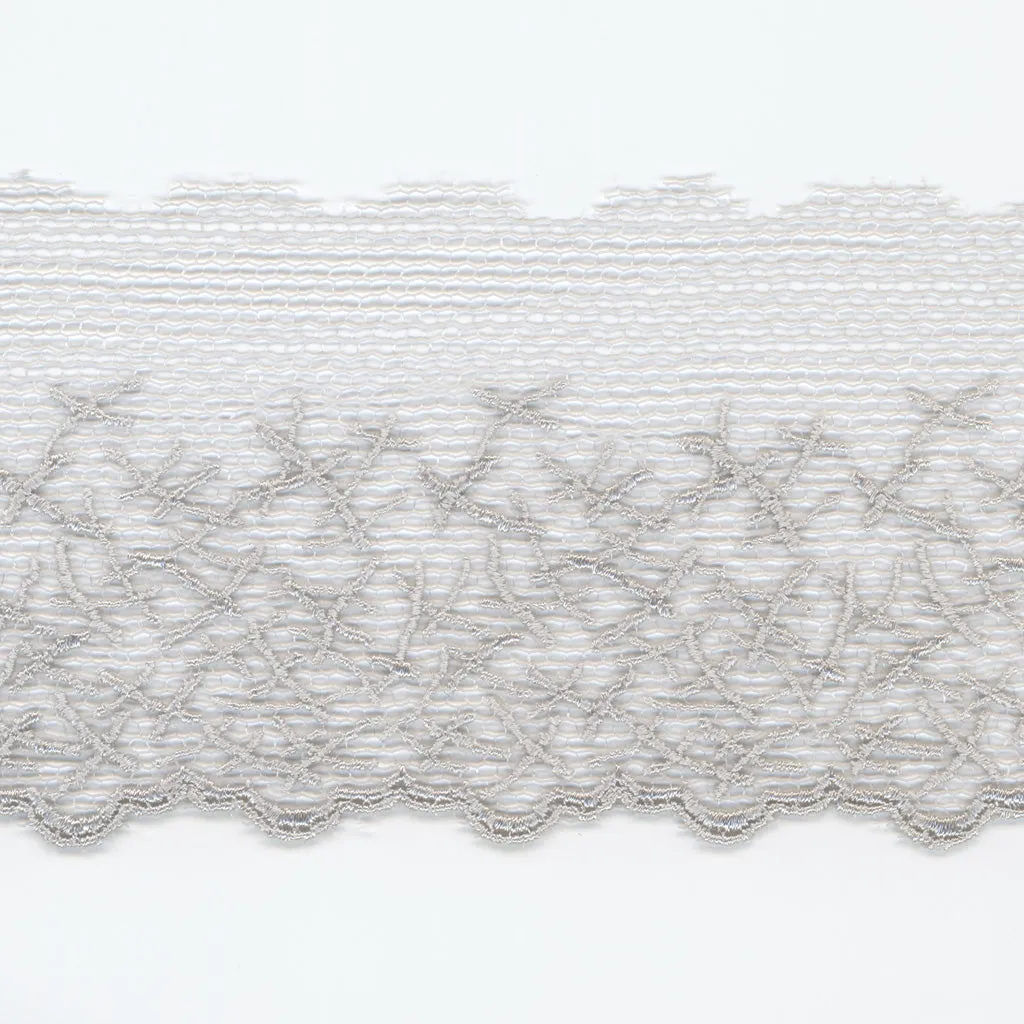 Embroidered Tulle Lace #100 Pale Silver