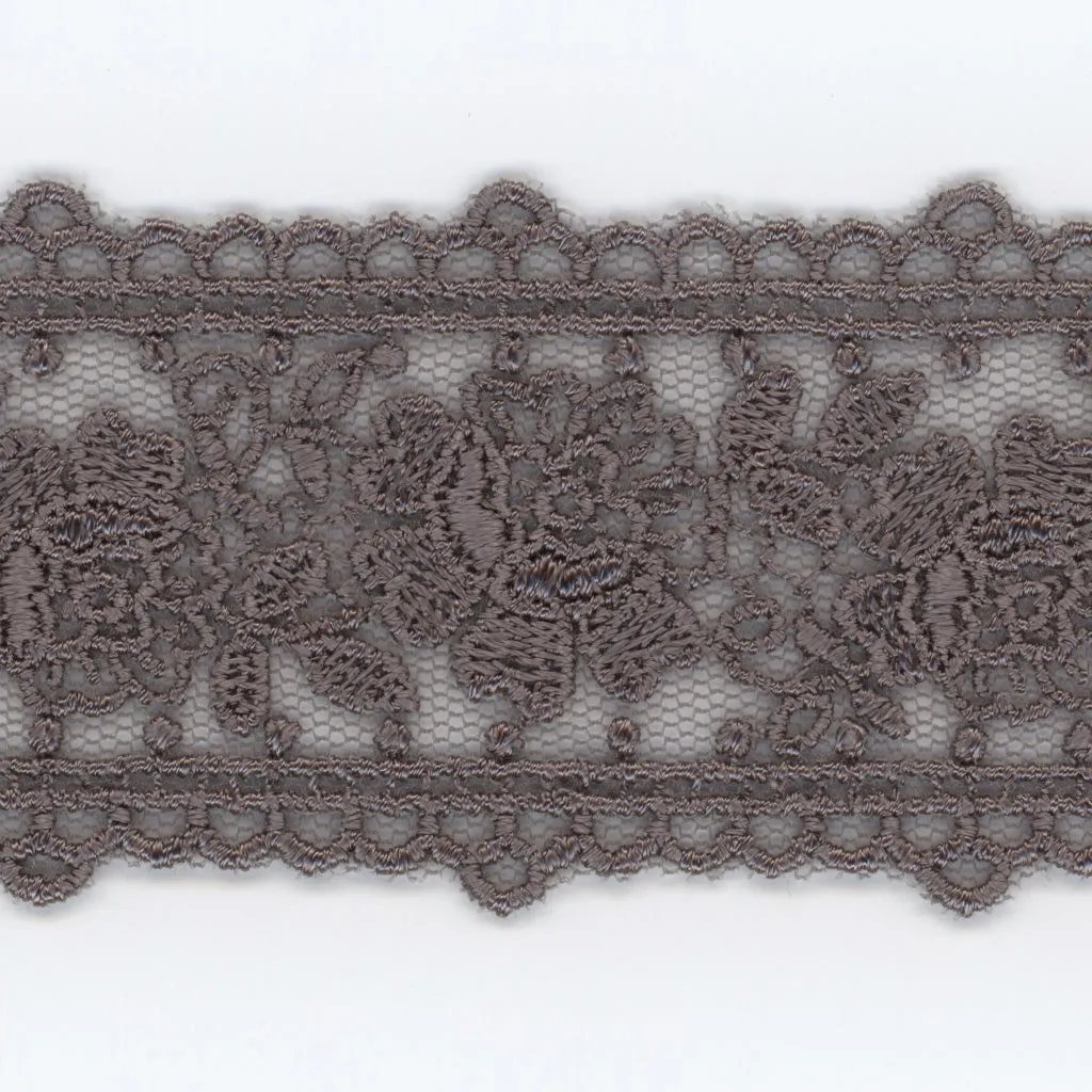 Embroidered Tulle Lace #159 Medium Gray