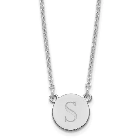 Engraved Tiny 8mm Circle Disc Initial Necklace