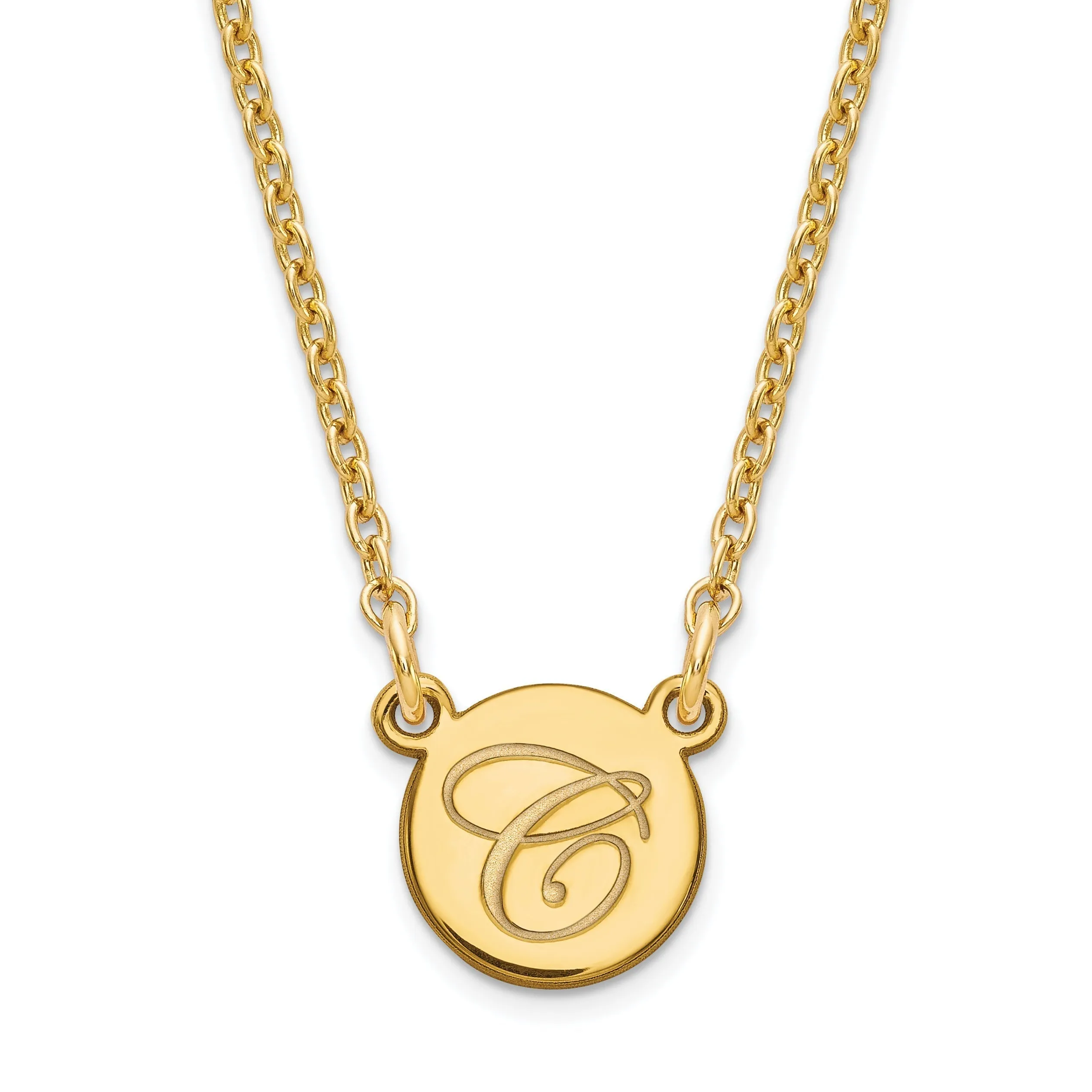 Engraved Tiny 8mm Circle Disc Initial Necklace