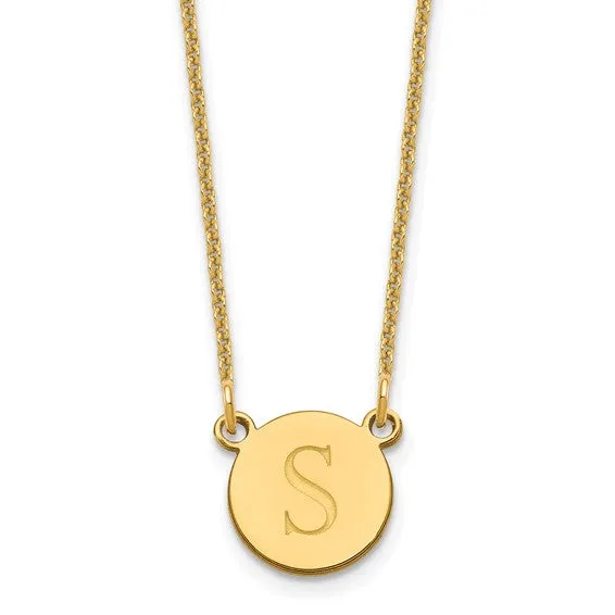 Engraved Tiny 8mm Circle Disc Initial Necklace