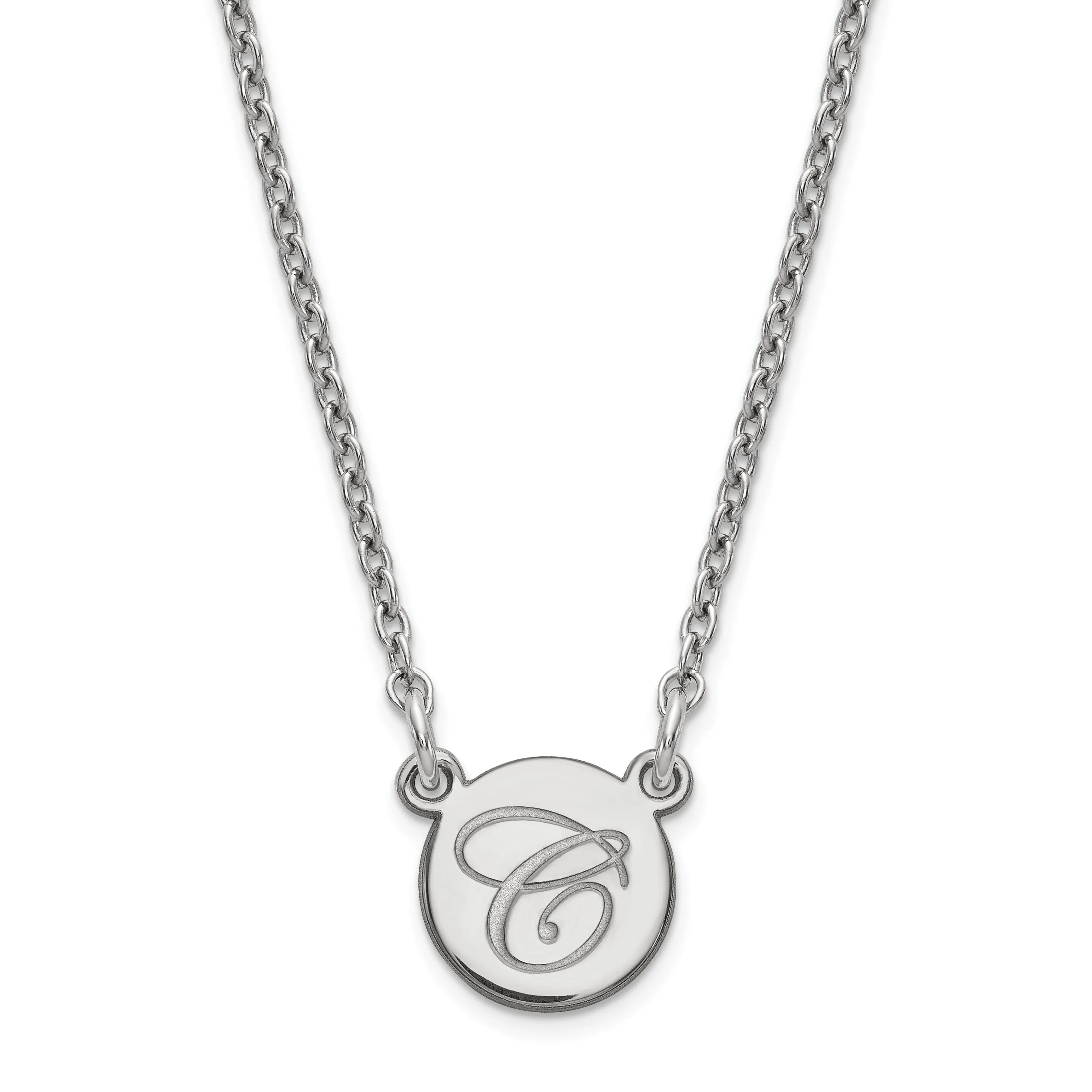 Engraved Tiny 8mm Circle Disc Initial Necklace