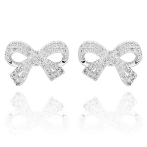 Eternal Bow Sparkle Bow Silver Plated Stud Earrings
