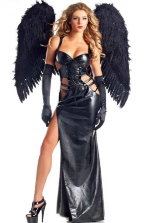 Evil Angel Latex Cosplay Suit With Feather Wings