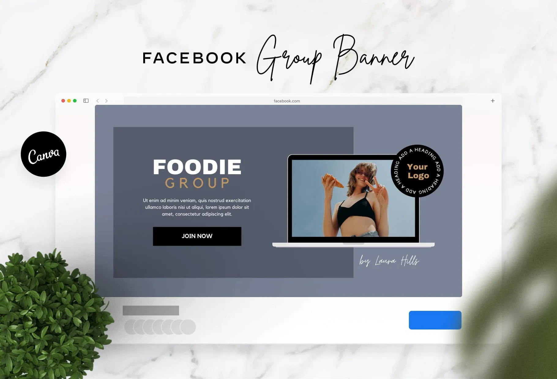 Facebook Group Banner Charcoal Canva Templates