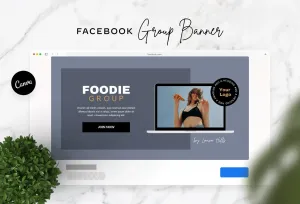 Facebook Group Banner Charcoal Canva Templates