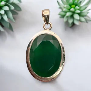 Faceted Green Onyx Solid 925 Sterling Silver Pendant