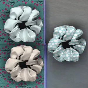 Ferosh Pastel Blue & White Scrunchies Set Of 3