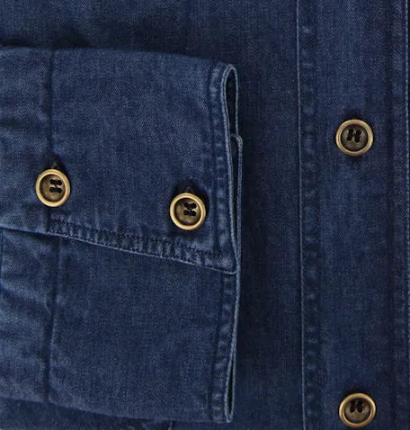 Finamore Napoli Denim Blue Casual Shirt – Size: 15.75 US