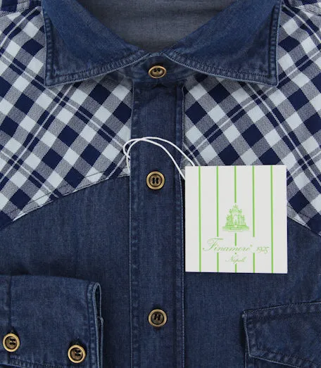 Finamore Napoli Denim Blue Casual Shirt – Size: 15.75 US