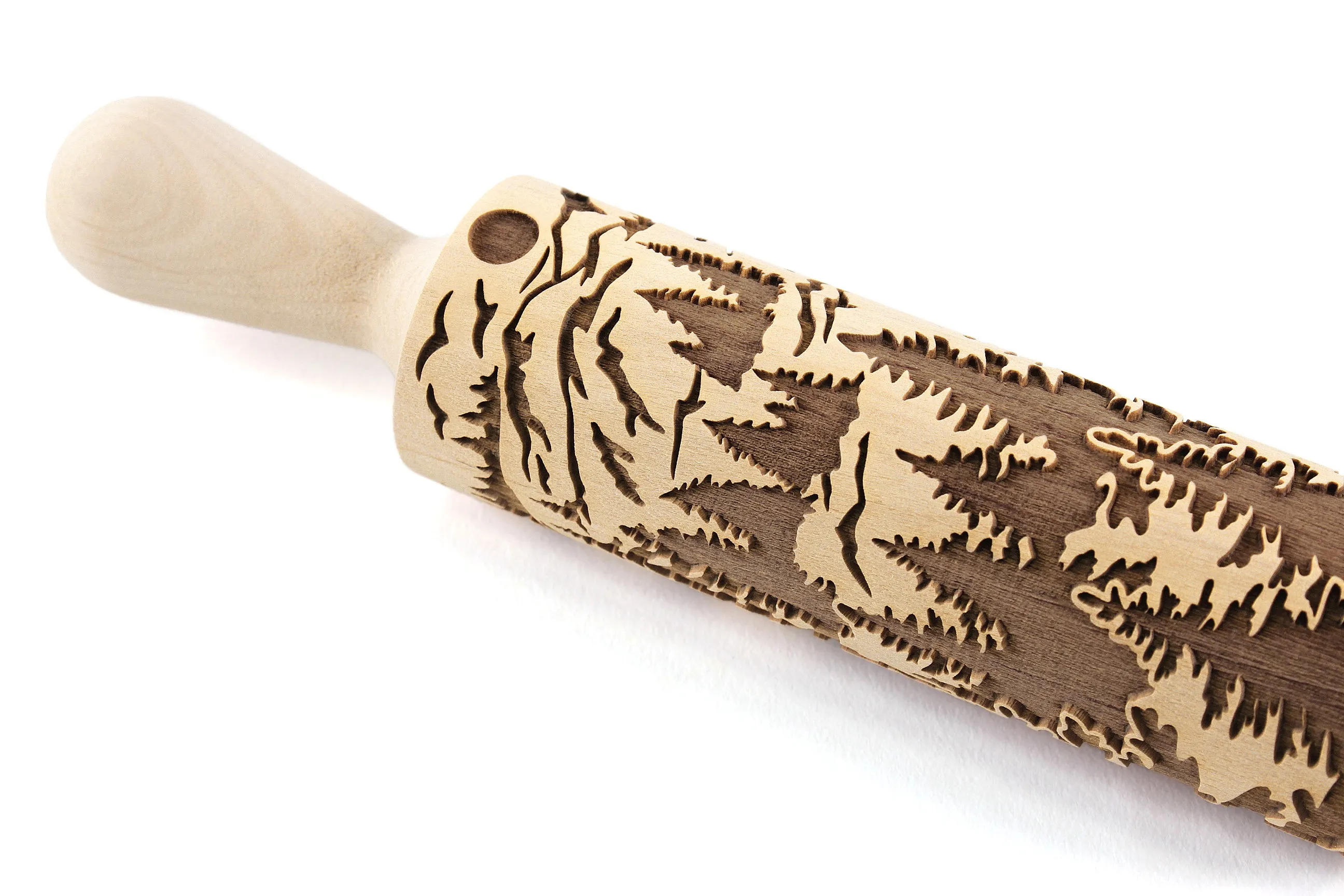 Fir Forest Rolling Pin , Spruce Grove, Mountains, Embossed Cookies, Christmas Gift
