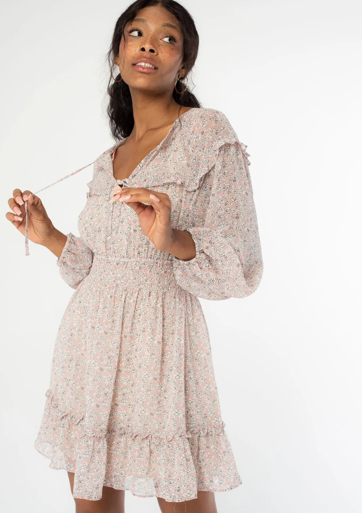Flirty Floral Sheer Mini Dress