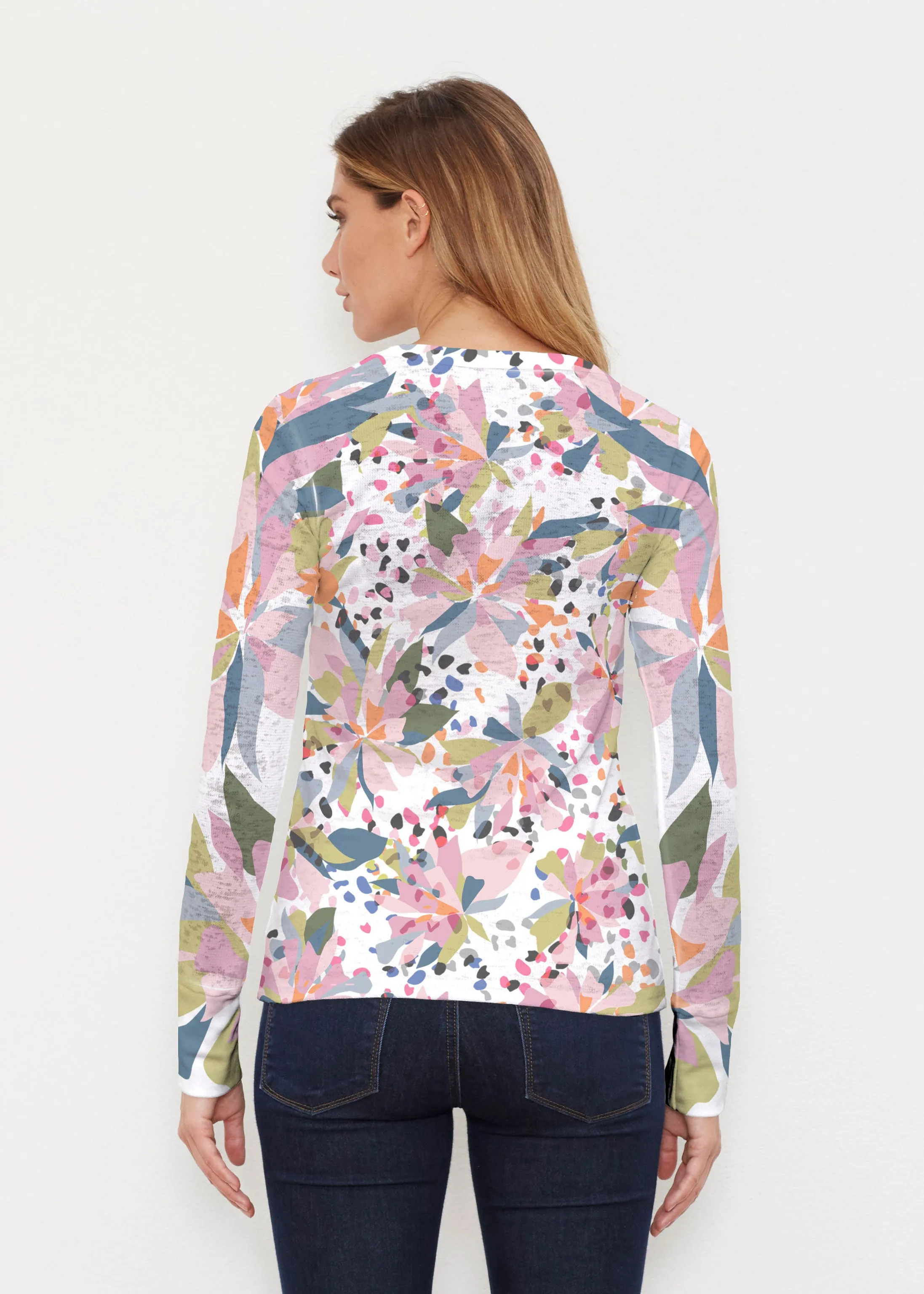 Floral Leopard (7810) ~ Thermal Long Sleeve Crew Shirt