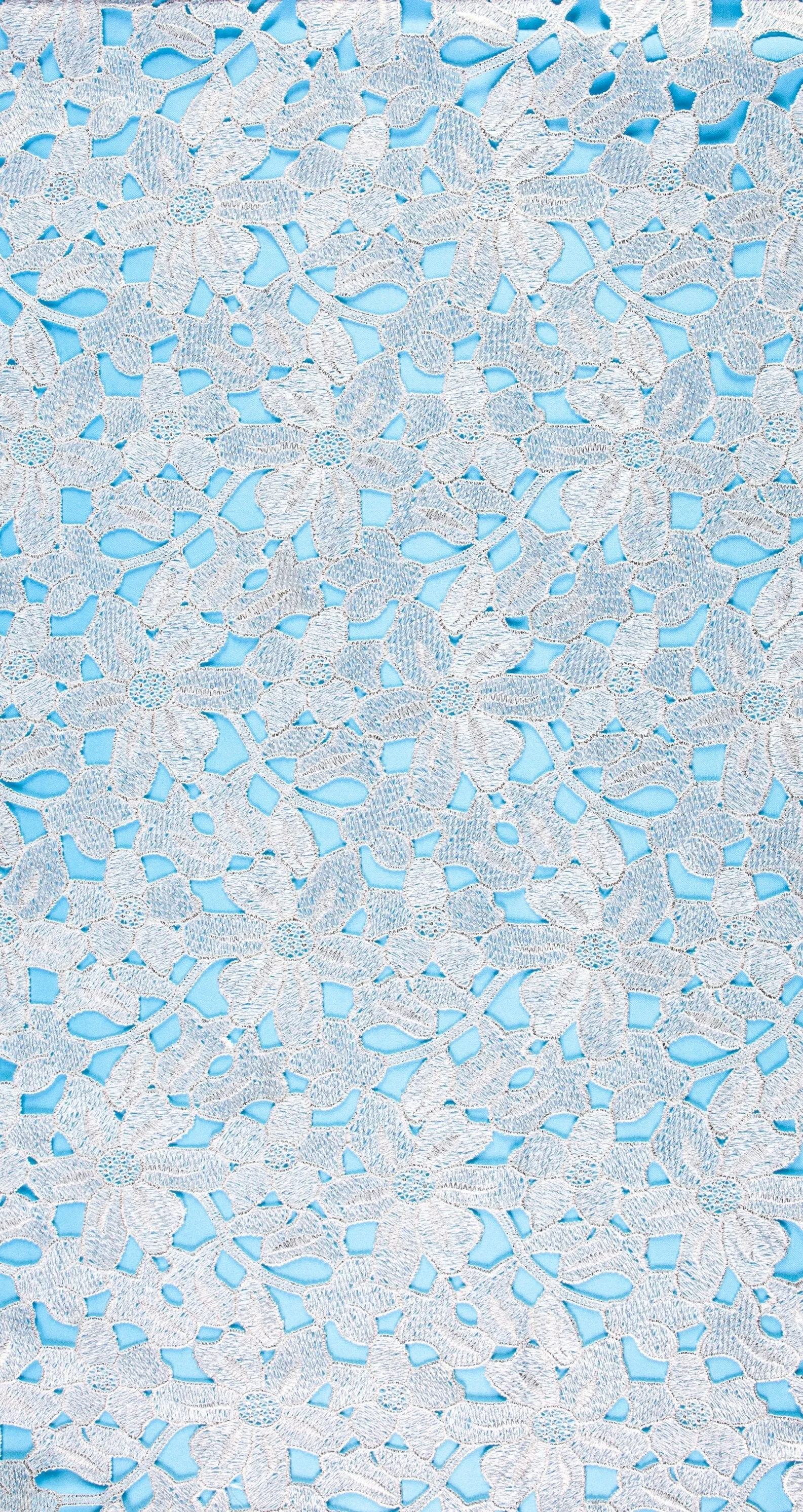 Floral Patterned Foil Printed Guipure Fabric