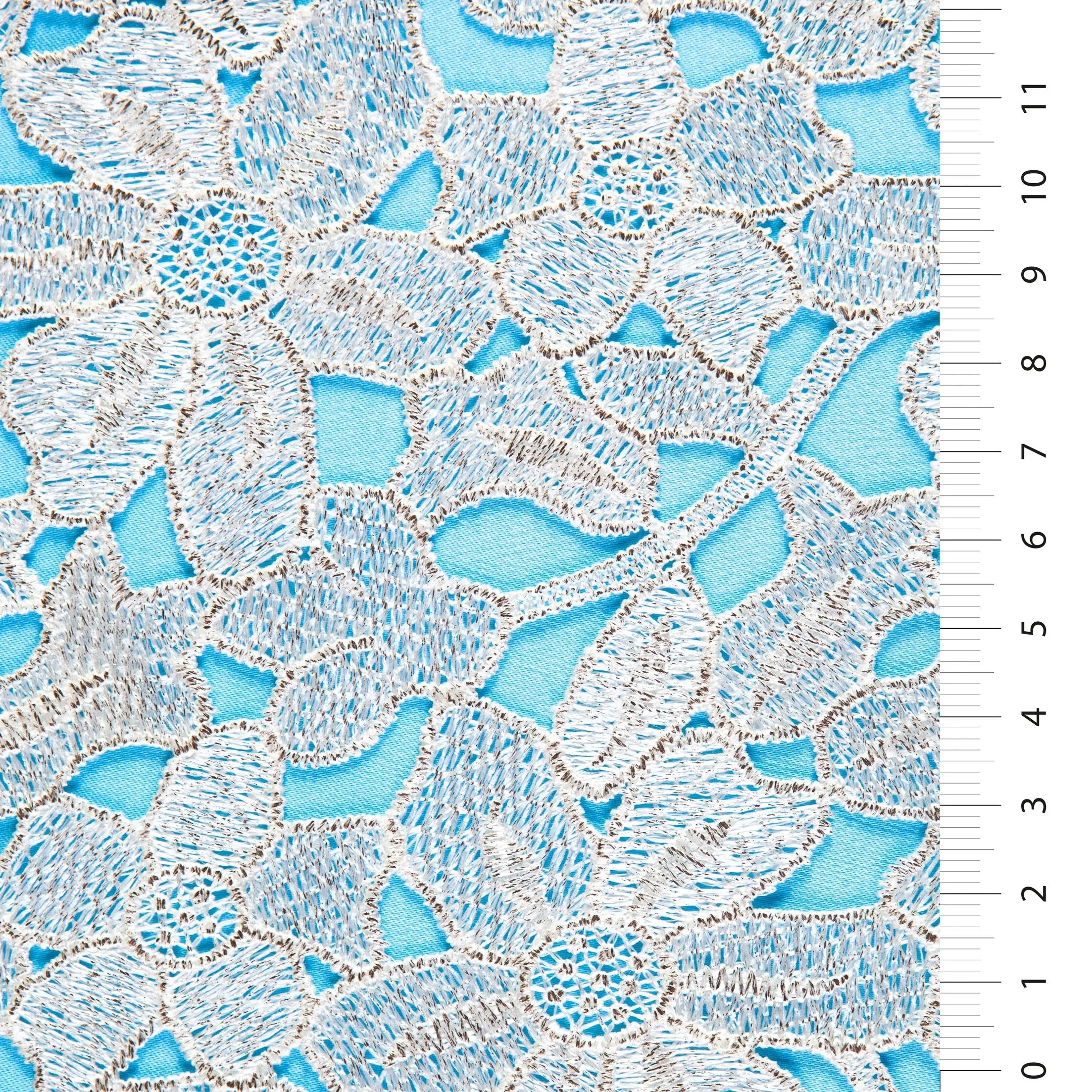 Floral Patterned Foil Printed Guipure Fabric