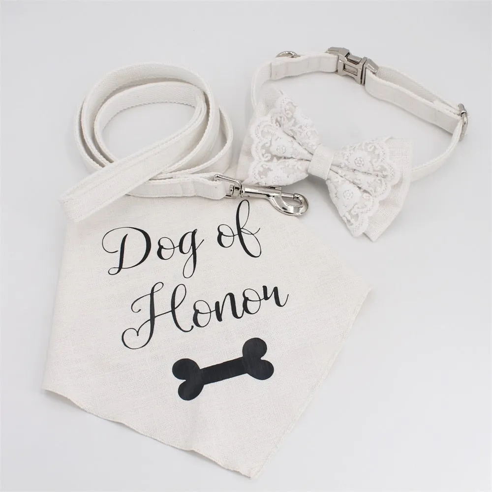 Free Engraving | Wedding Dog Collar Bow Tie with matching bandana for Dog&Cat Collar Pet Accessories