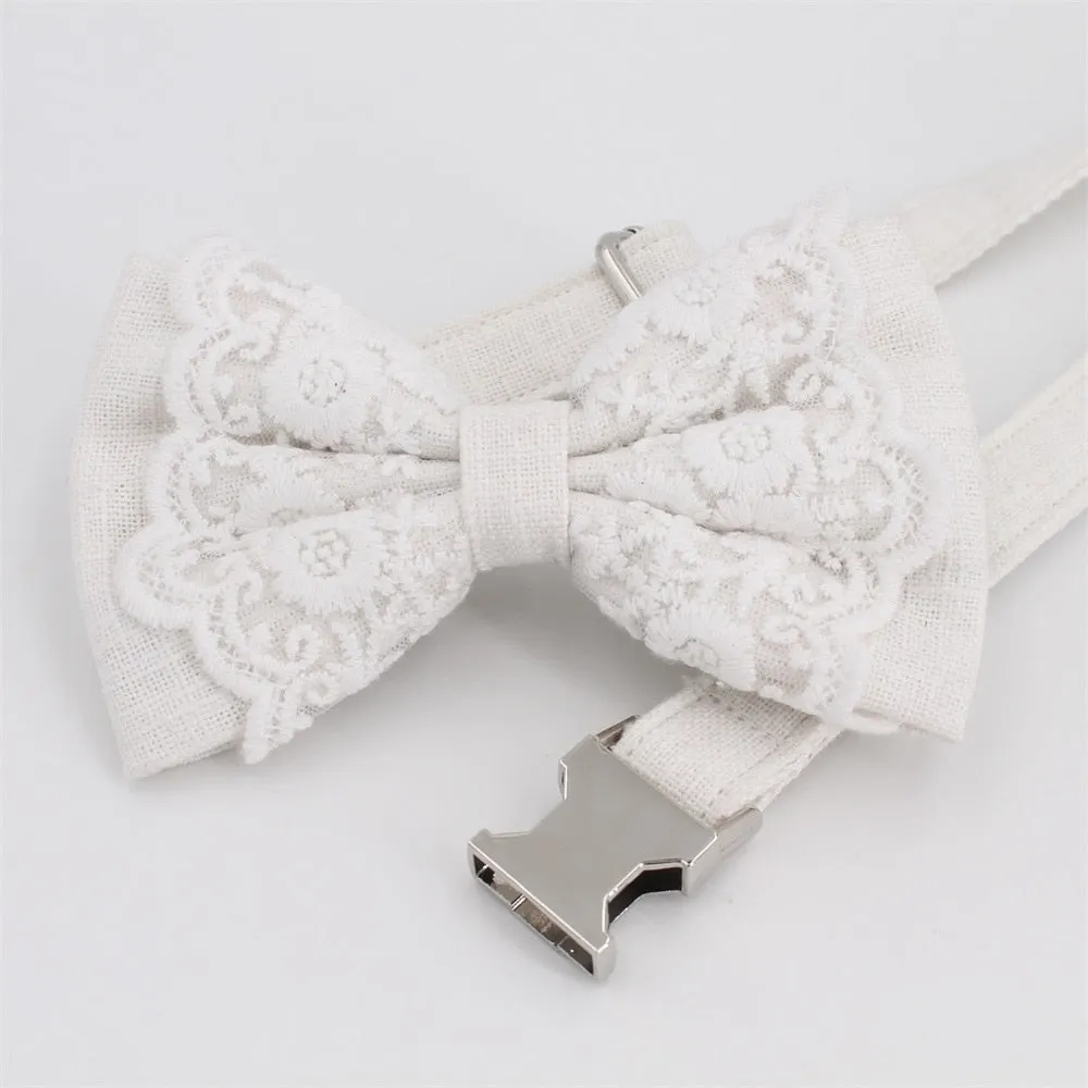 Free Engraving | Wedding Dog Collar Bow Tie with matching bandana for Dog&Cat Collar Pet Accessories