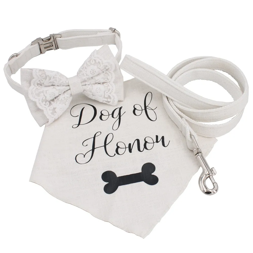 Free Engraving | Wedding Dog Collar Bow Tie with matching bandana for Dog&Cat Collar Pet Accessories