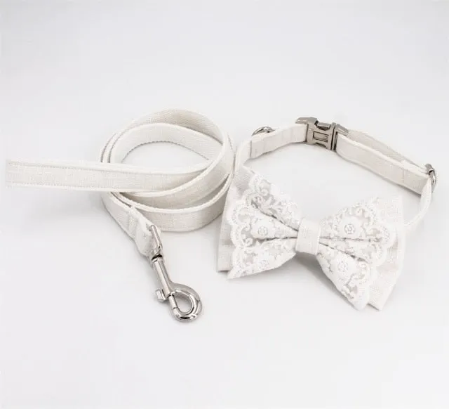 Free Engraving | Wedding Dog Collar Bow Tie with matching bandana for Dog&Cat Collar Pet Accessories