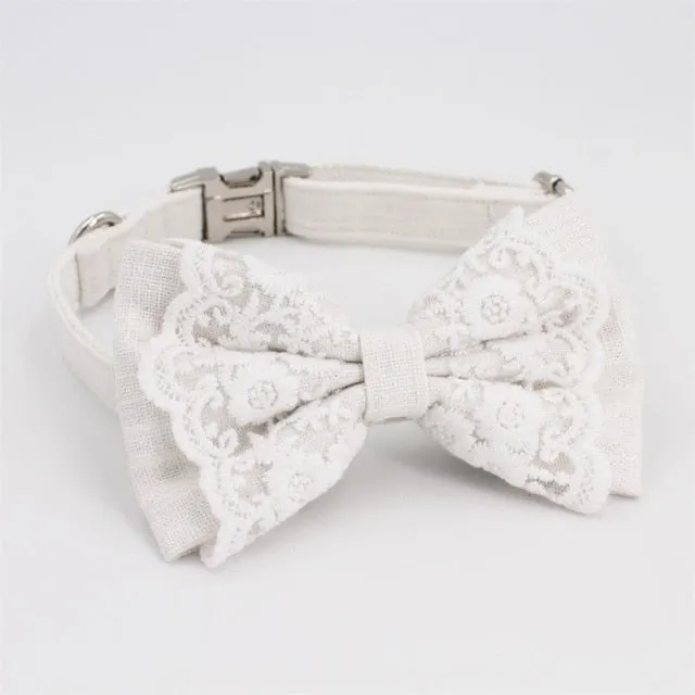 Free Engraving | Wedding Dog Collar Bow Tie with matching bandana for Dog&Cat Collar Pet Accessories