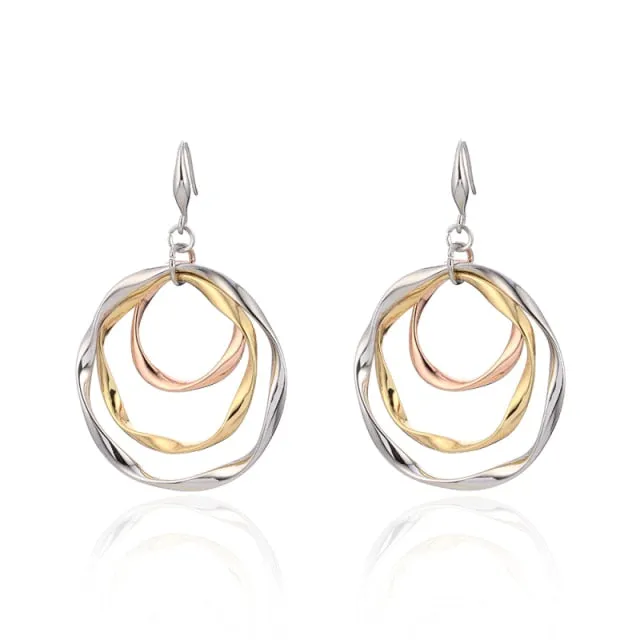 Freeform Multi Hoop Dangle Earrings Multi Color