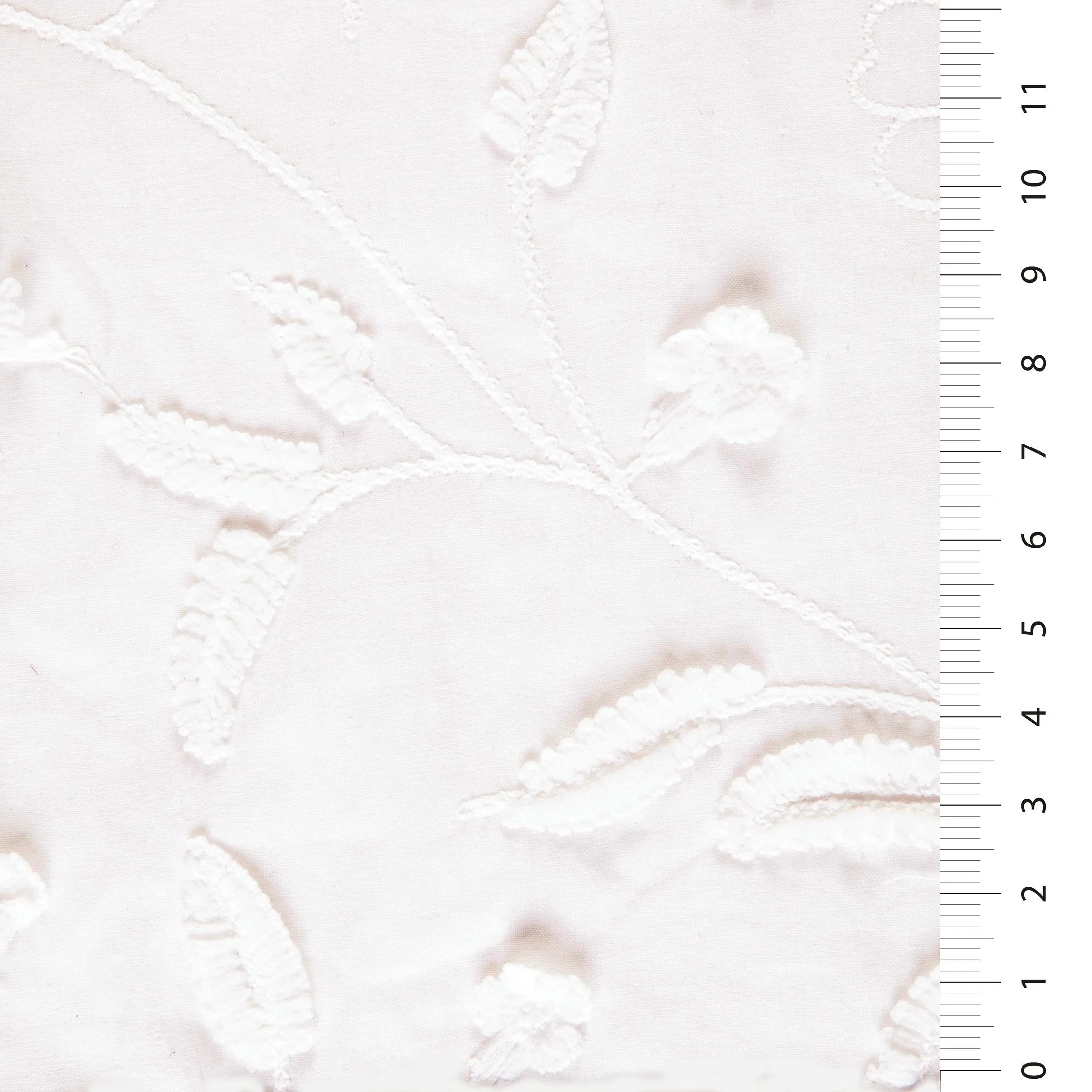 Fringed Floral Design Cotton Trim Embroidered Voile Fabric