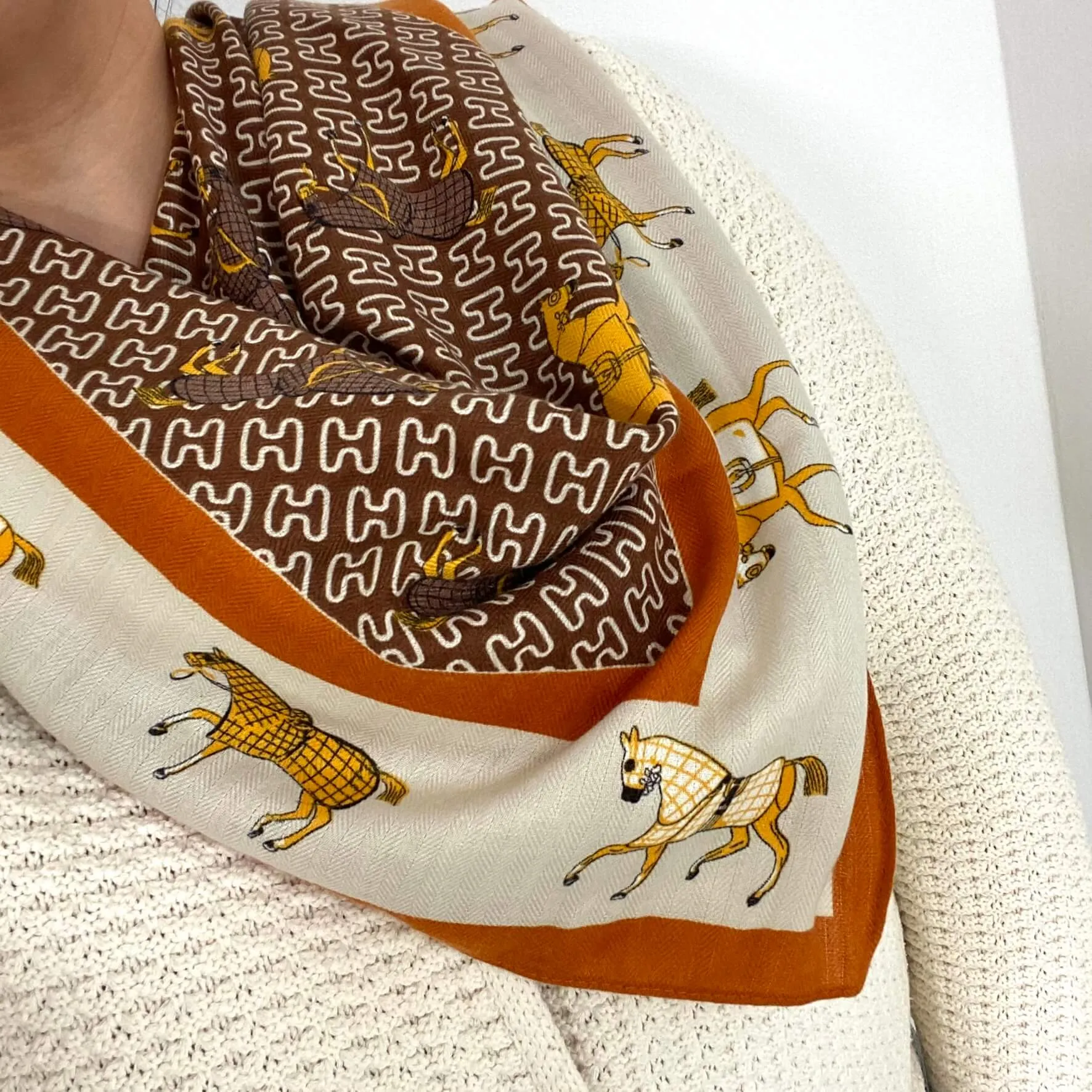 Galloping Grace Square Scarf - Brown