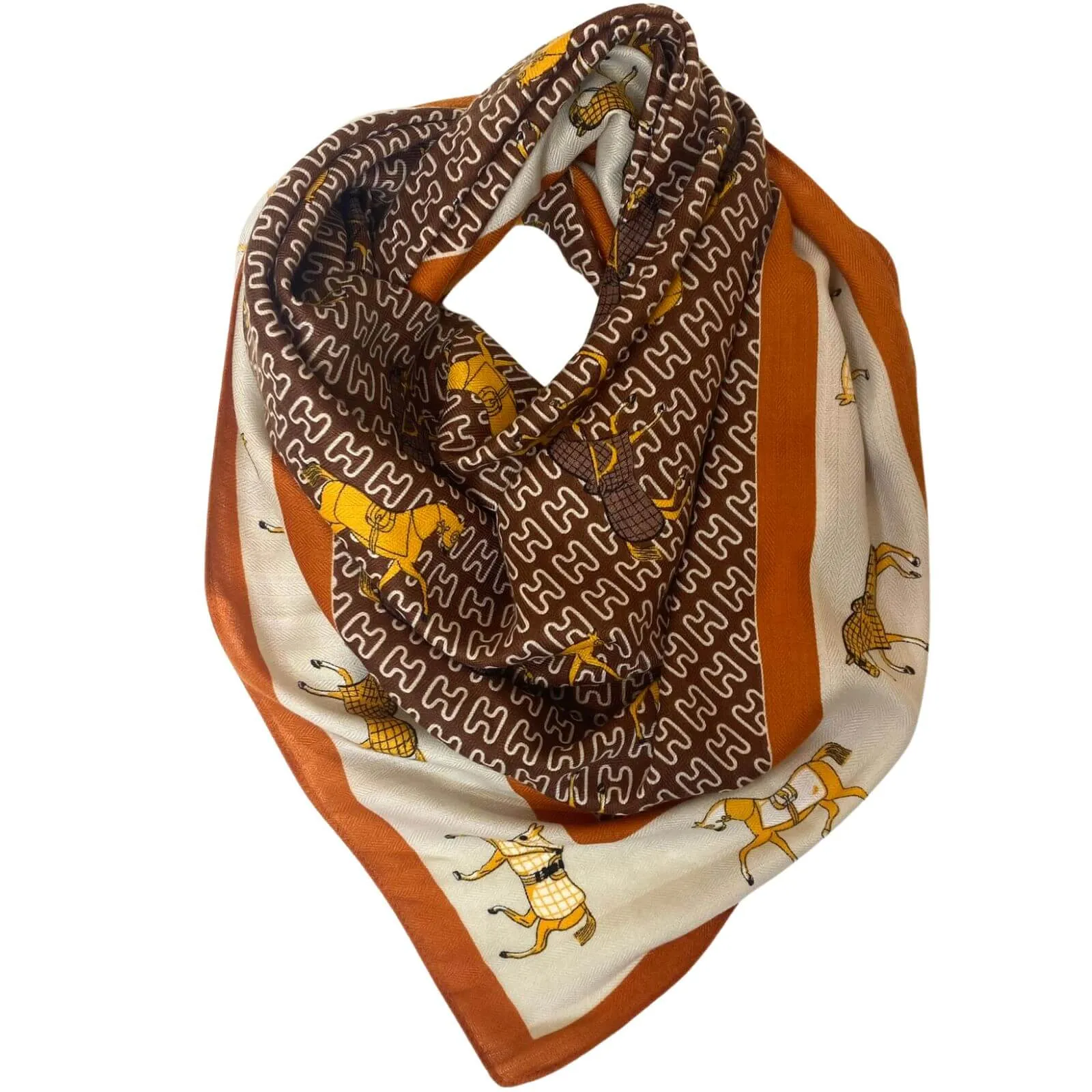 Galloping Grace Square Scarf - Brown