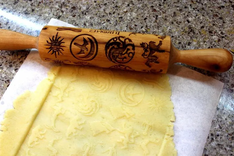 GAME, THRON Embossing Engraved Rolling Pin, Christmas Gift for Her