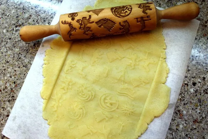 GAME, THRON Embossing Engraved Rolling Pin, Christmas Gift for Her
