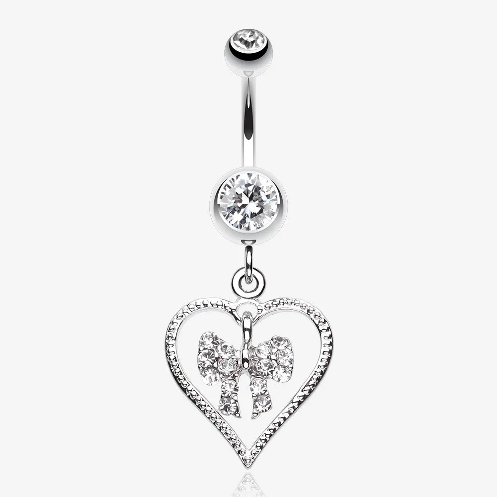 Glam Bow-Tie in Heart Belly Button Ring
