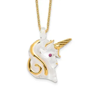Glass Baron Gold Trim Unicorn with Swarovski Crystal and 22k Gold Trim Necklace