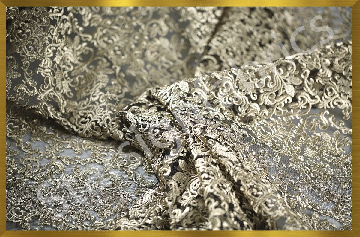 Glitter Thread Embroidered Fabric