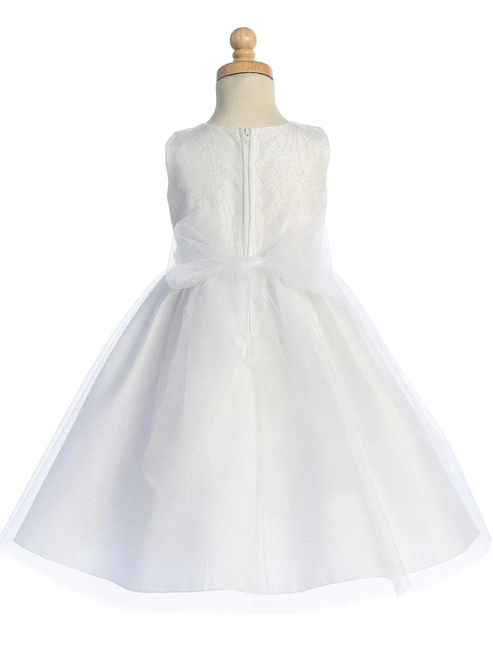 Glitter Tulle Dress - White - BL258-WHT