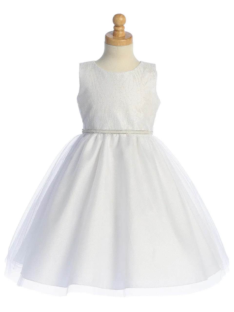 Glitter Tulle Dress - White - BL258-WHT