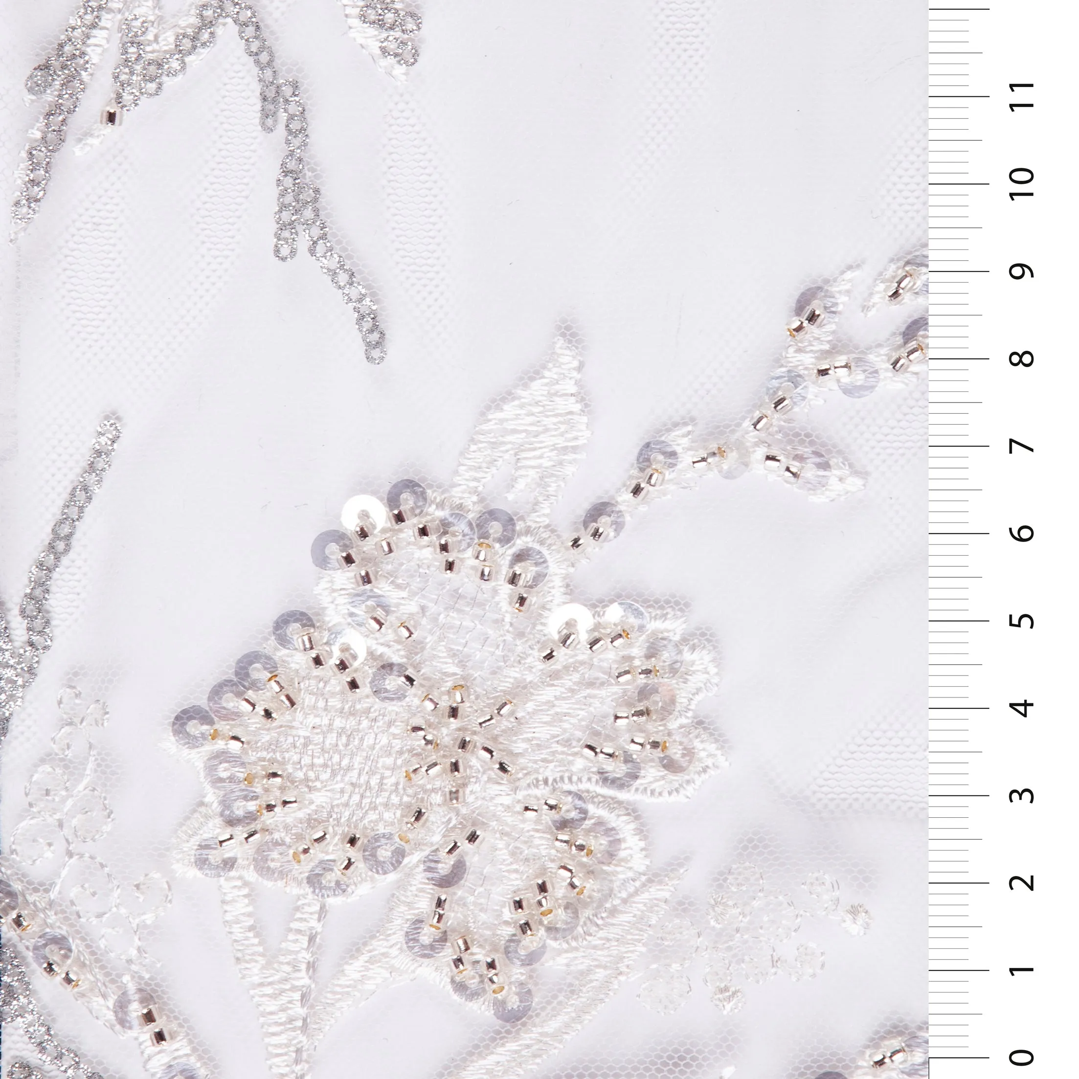 Gold Color Flower Sequin Thread Embroidery Tulle Fabric with Scallop Edge Black