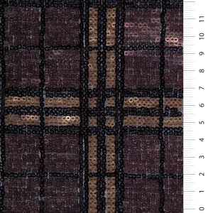 Gold Embroidered Fabric with Geometric Check Design