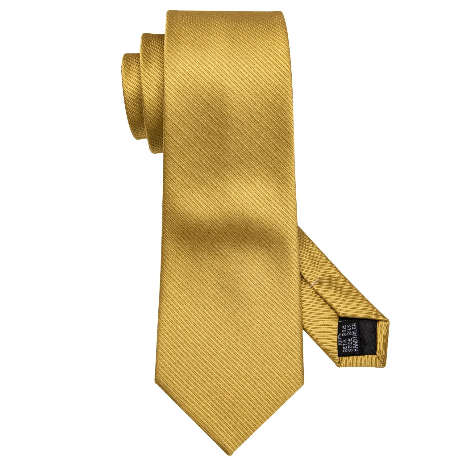 Gold Solid Tie Set Silk Tie For Men Business Gift Party Necktie Handkerchief Cravat Barry.Wang Fashion Designer Tie Set