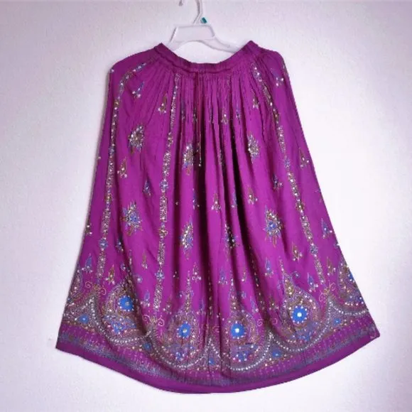 Gorgeous Full length Skirt-Hand Embroidered with silver and golden threads.