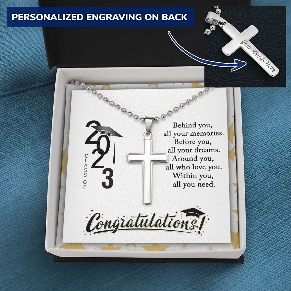 Graduation Gifts For Him, Cross Pendant for College Graduate, High School Graduation Gift - Ball Chain