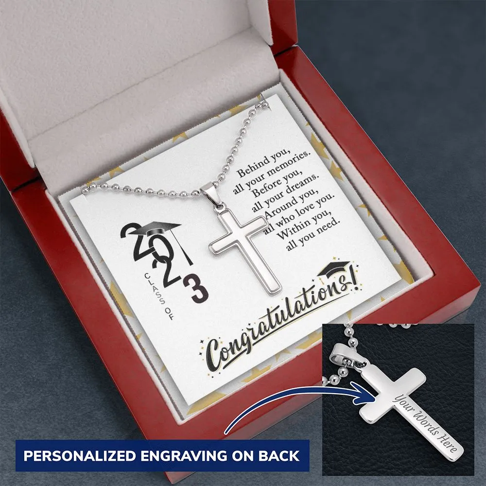 Graduation Gifts For Him, Cross Pendant for College Graduate, High School Graduation Gift - Ball Chain