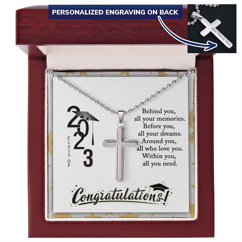 Graduation Gifts For Him, Cross Pendant for College Graduate, High School Graduation Gift - Ball Chain