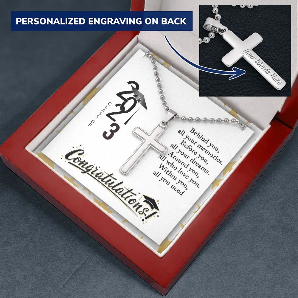 Graduation Gifts For Him, Cross Pendant for College Graduate, High School Graduation Gift - Ball Chain