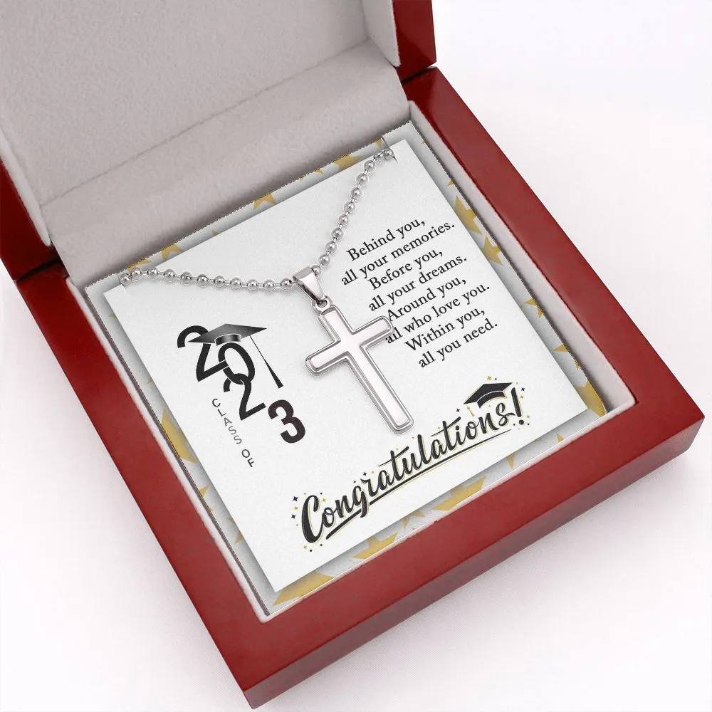 Graduation Gifts For Him, Cross Pendant for College Graduate, High School Graduation Gift - Ball Chain