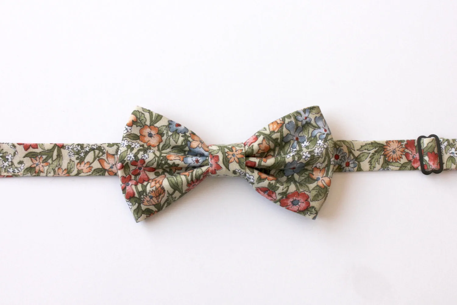 Green and Gold Floral Bow Tie