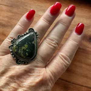 Green Gargunjula Solid 925 Sterling Silver Ring 8