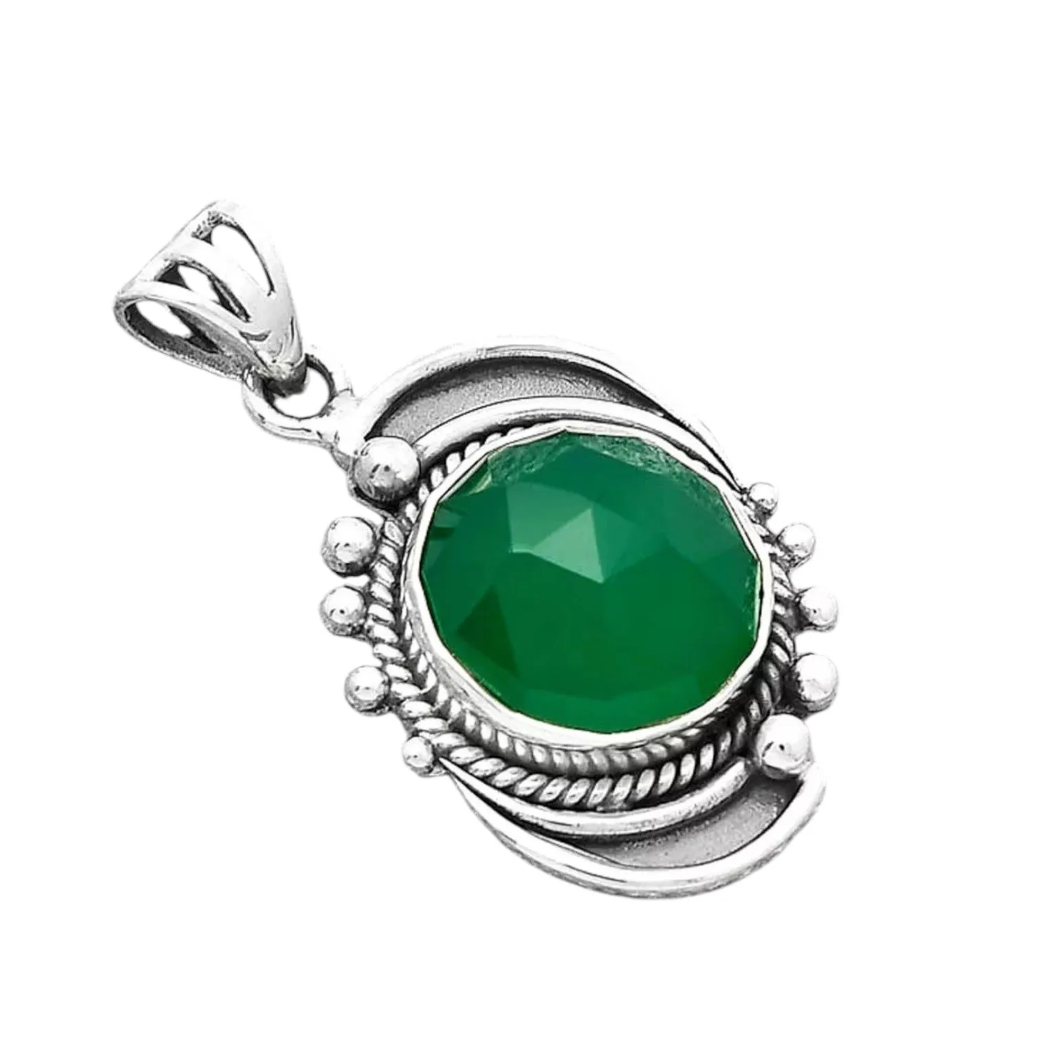 Green Onyx Solid 925 Sterling Silver Pendant