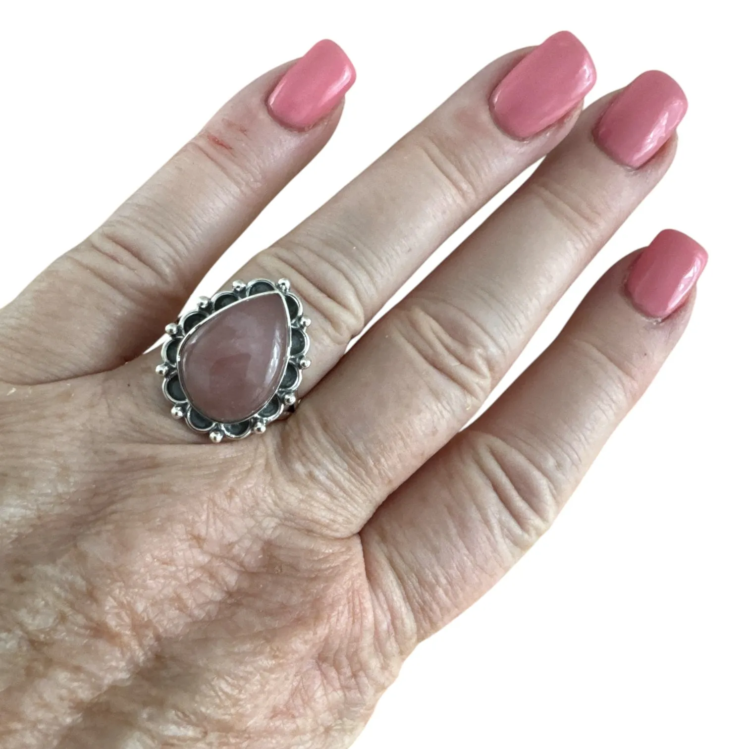 Guava Quartz Solid 925 Sterling Silver Ring 8.5