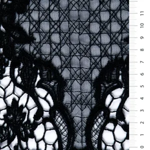 Handmade Geometric Floral Design Sequin Black Embroidery Fabric